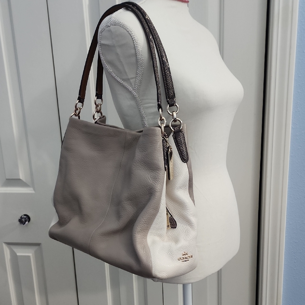 Coach Two-Tone Leather Shoulder Bag